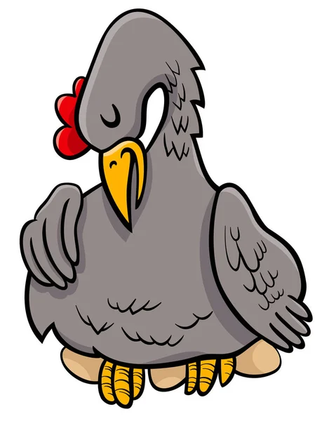 Курица на яйцах животных рисунок персонажа мультфильма — стоковый вектор