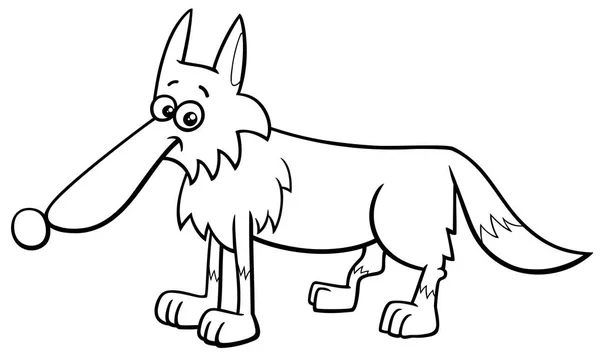 Lobo animal personaje dibujos animados para colorear libro — Vector de stock