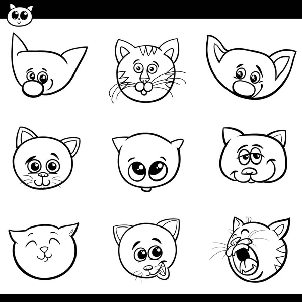 Desenho animado gatos e gatinhos cabeças coleção — Vetor de Stock