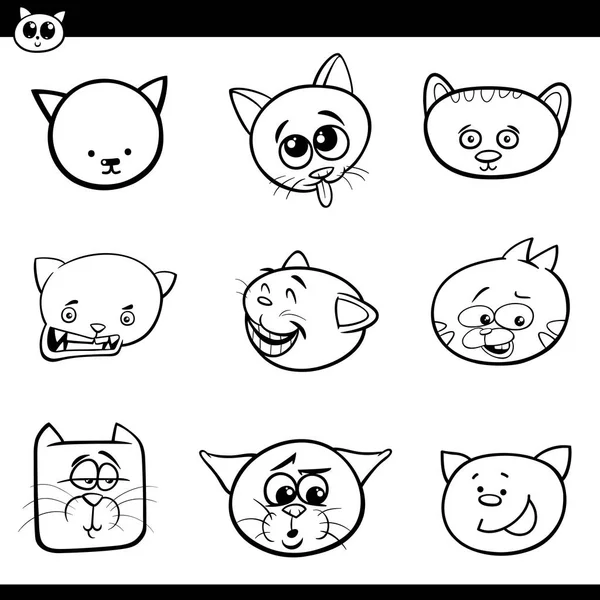 Funny cartoon cats heads set — Stock Vector