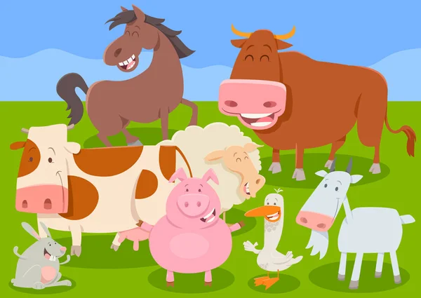 Funny farm dierlijke karakters groep — Stockvector