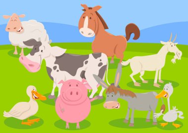 resimde çizgi çiftlik hayvan kahramanlar