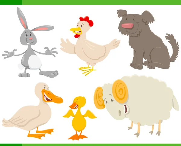 Zeichentrickfilm Bauernhof Tier Figuren gesetzt — Stockvektor