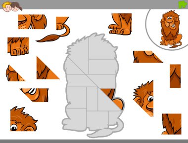 Parçalı bulmaca oyun aslan hayvan ile
