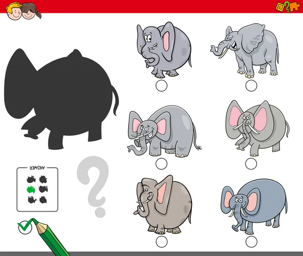 阴影活动游戏与大象 — 图库矢量图片