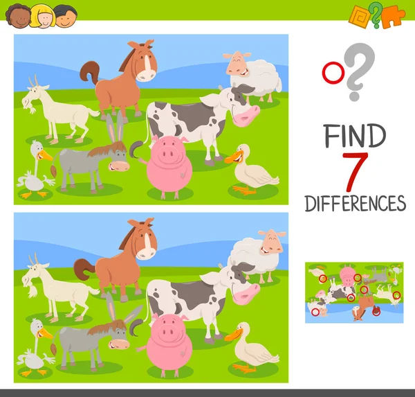 区别游戏与农场动物小组 — 图库矢量图片