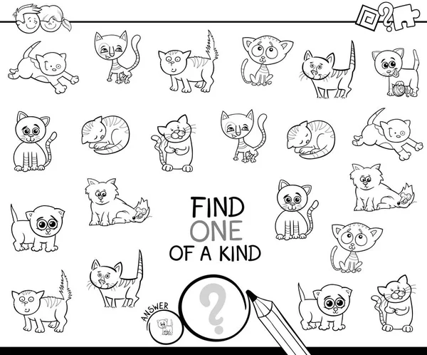 Un jeu unique avec livre de couleurs chats — Image vectorielle