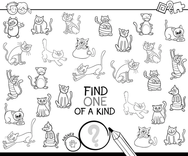 One of a kind game with cats coloring book — Stock Vector