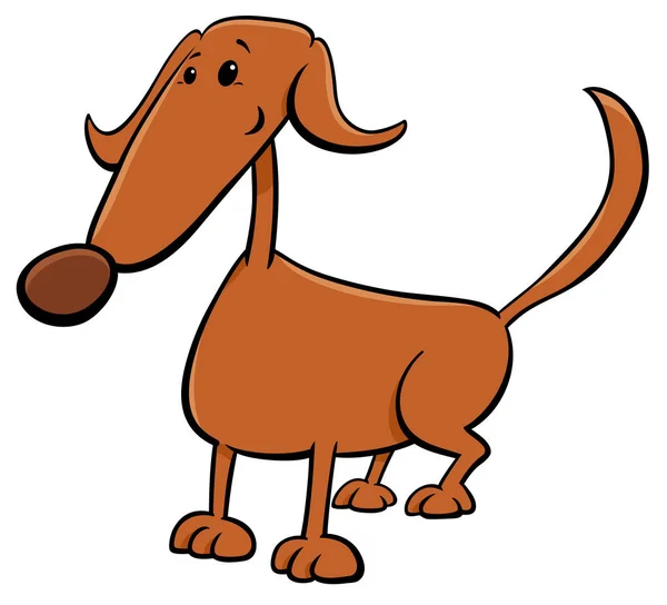 Lindo marrón perro de dibujos animados personaje cómico — Vector de stock