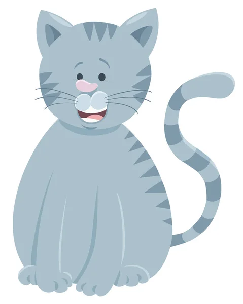 Drôle chat gris dessin animé personnage animal — Image vectorielle