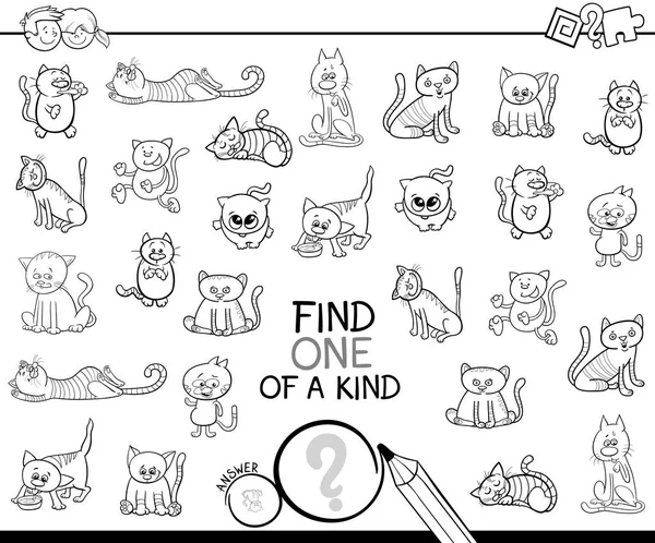 One of a kind game with cats color book — Stock Vector