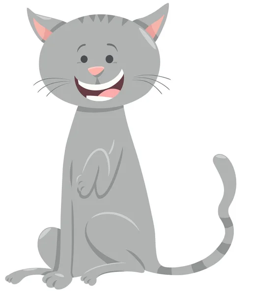 Funny šedá kočka kreslená postava — Stockový vektor