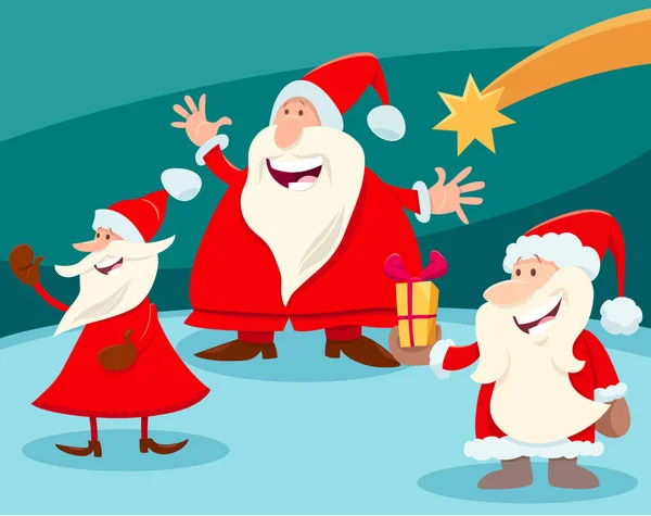 Diseño de Navidad con personajes de dibujos animados de Santa Claus — Vector de stock