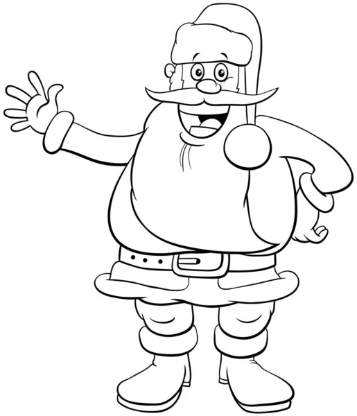 Santa Claus Christmas character coloring book page — Stock Vector