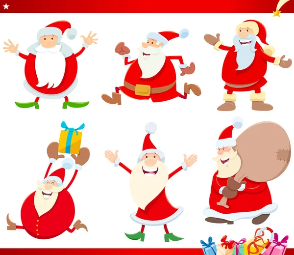 Santa Claus on Christmas time cartoon set — Stock Vector