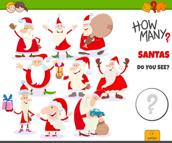 How many Santa Claus characters game for children — Stock Vector