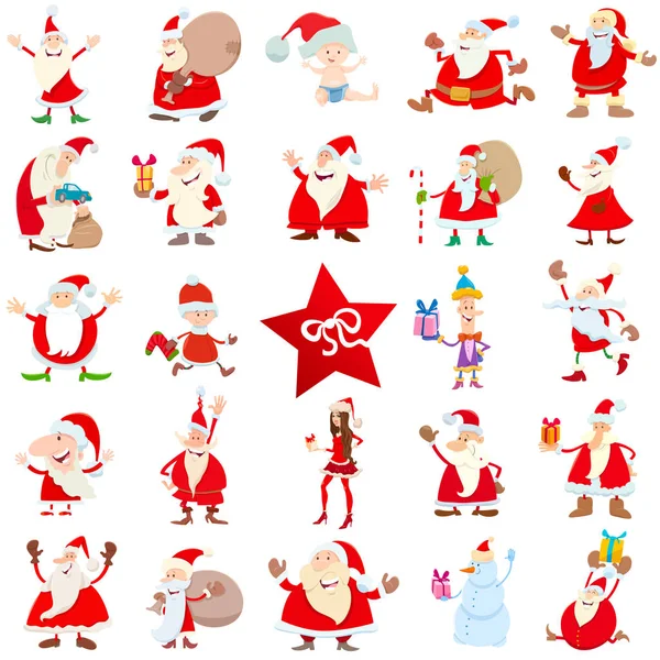 Papai Noel personagens de Natal conjunto de desenhos animados — Vetor de Stock
