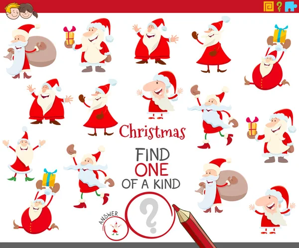One of a kind game with Santa Claus characters — Stock Vector