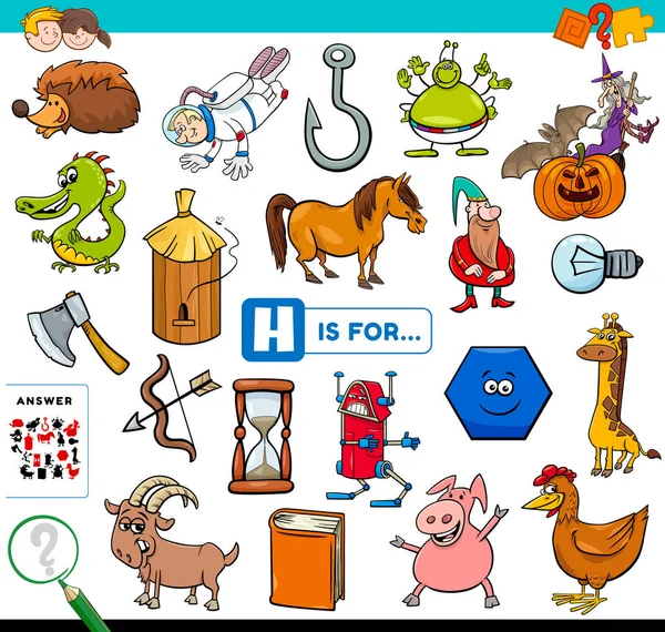 H je pro slova vzdělávací úkol pro děti — Stockový vektor
