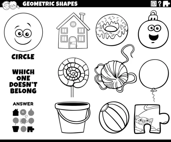 Circle shape educational game for kids coloring book — Stock Vector