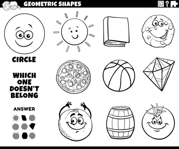 Circle shape educational task for kids coloring book — Stock Vector