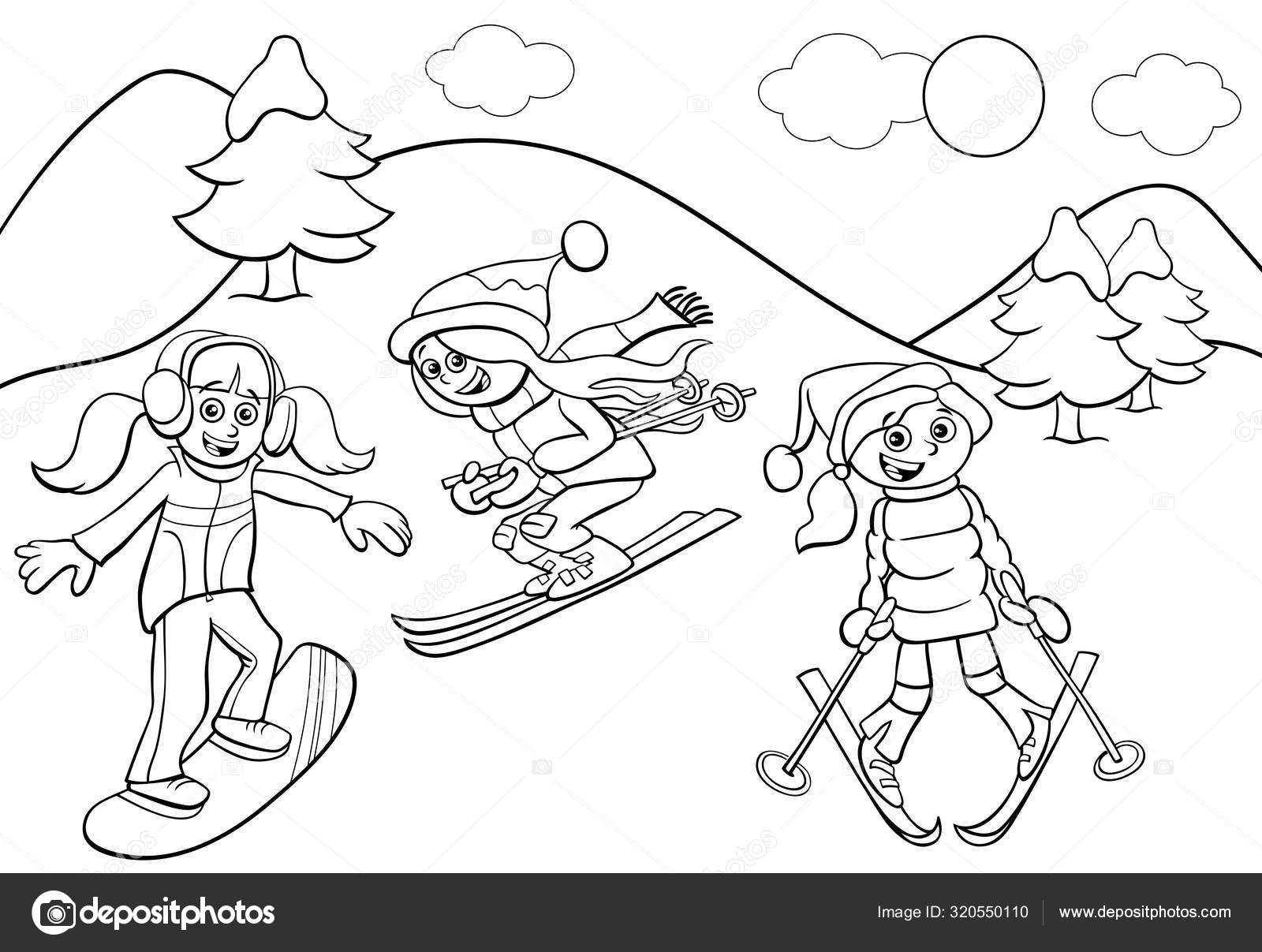 Раскраска - Девочка на коньках