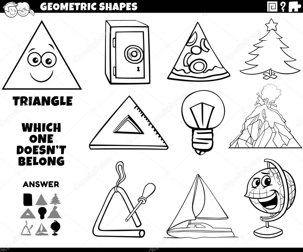 triangle shape educational task for kids coloring book