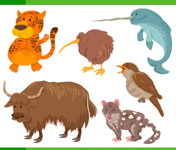 Śmieszne kreskówki dzikie zwierzęta znaków zestaw — Wektor stockowy