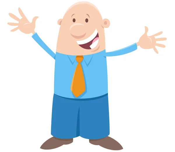 Happy man or businessman comic character — Stock Vector