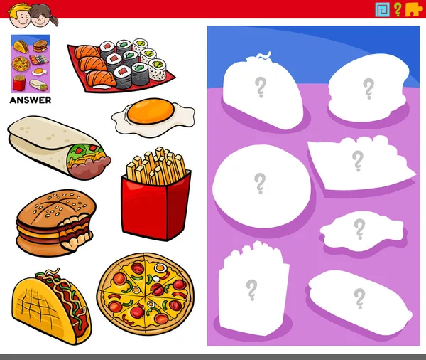 将形状与食物物体匹配的游戏 — 图库矢量图片