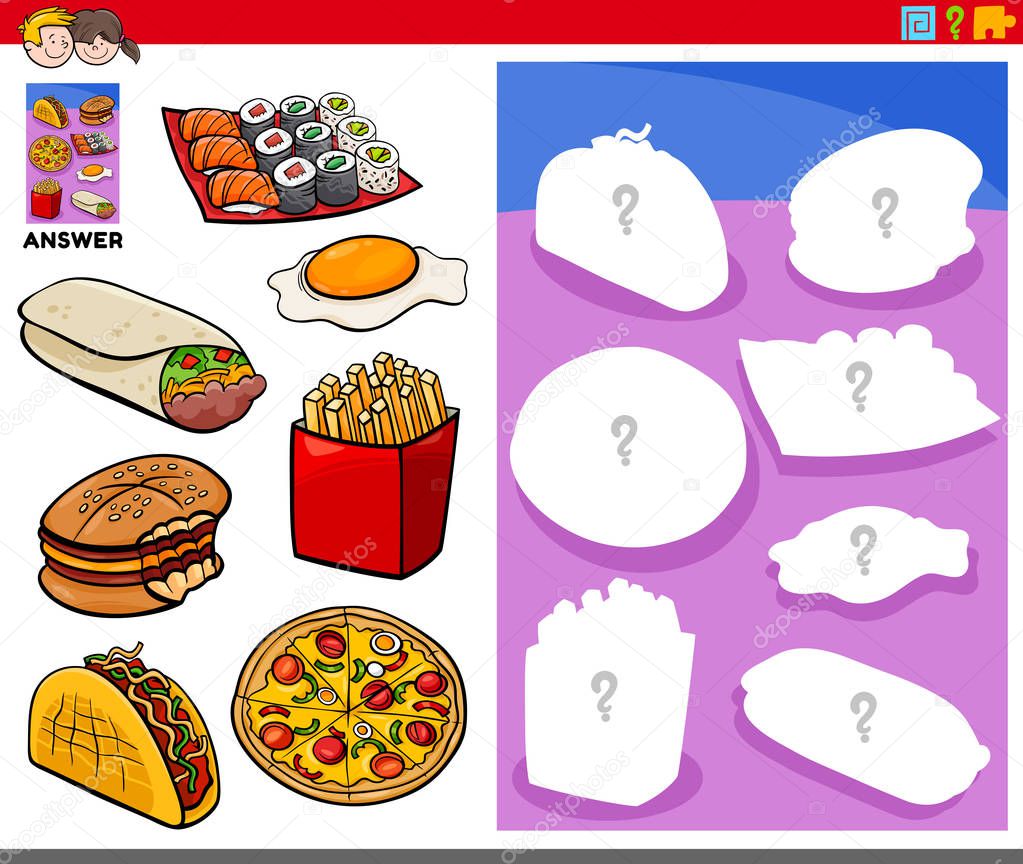 matching shapes game with food objects