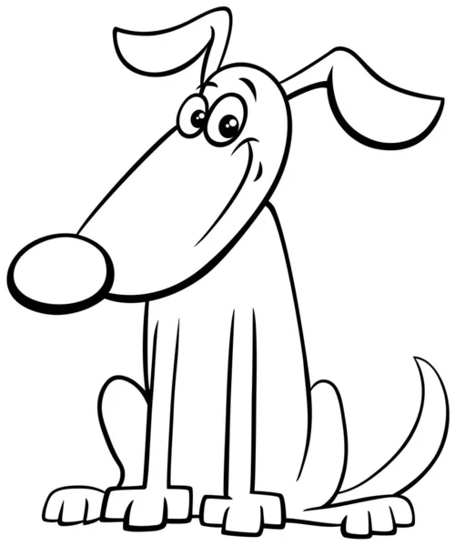 Cartoon dog animal character coloring book page — Stock vektor