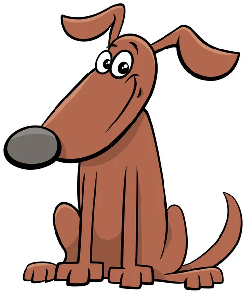 Çizgi film mutlu kahverengi köpek hayvan karakteri — Stok Vektör
