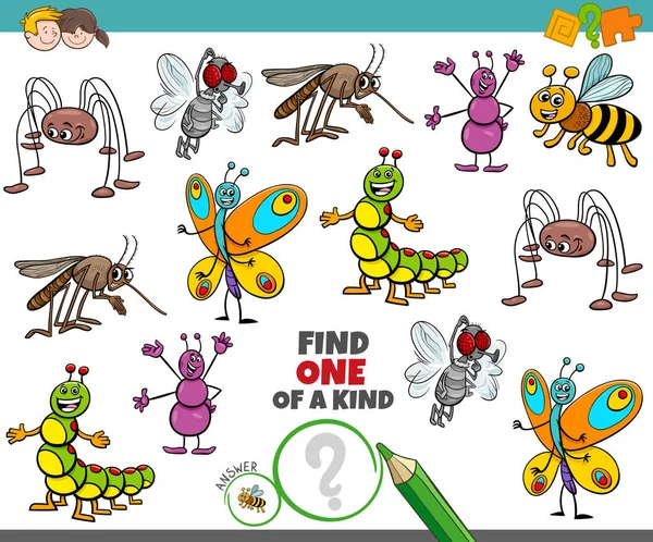 Un juego único para niños con insectos felices — Vector de stock