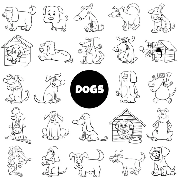 Köpek ve köpek yavruları büyük koleksiyon — Stok Vektör