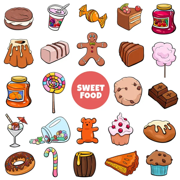 Cartoon sweet food objects and candies set — Stock Vector