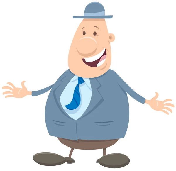 Счастливый человек или бизнесмен в шляпе персонажа мультфильма — стоковый вектор