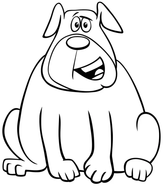 Cartoon overweight dog character coloring book page — Stock Vector