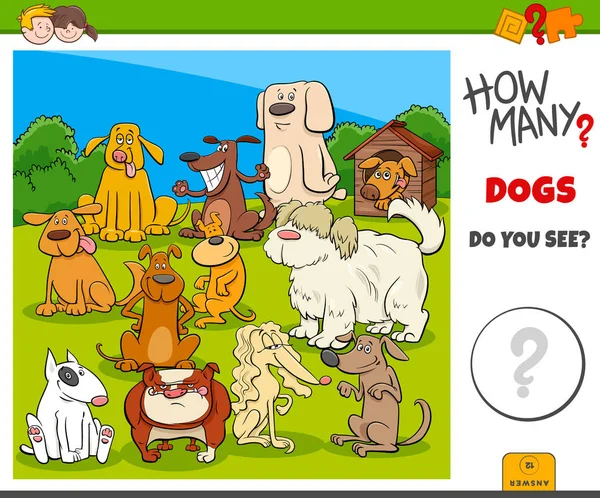 Kolik psů vzdělávací úkol pro děti — Stockový vektor