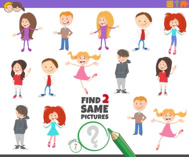Çocuklar için aynı iki çocuk karakteri oyunu bul