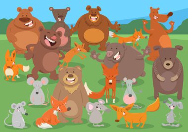 çizgi film vahşi hayvan karakter grubu