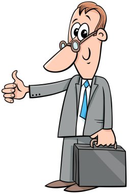 Evrak çantalı mutlu karikatür işadamı