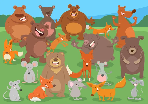 Cartoon wild animal characters group — Stock Vector