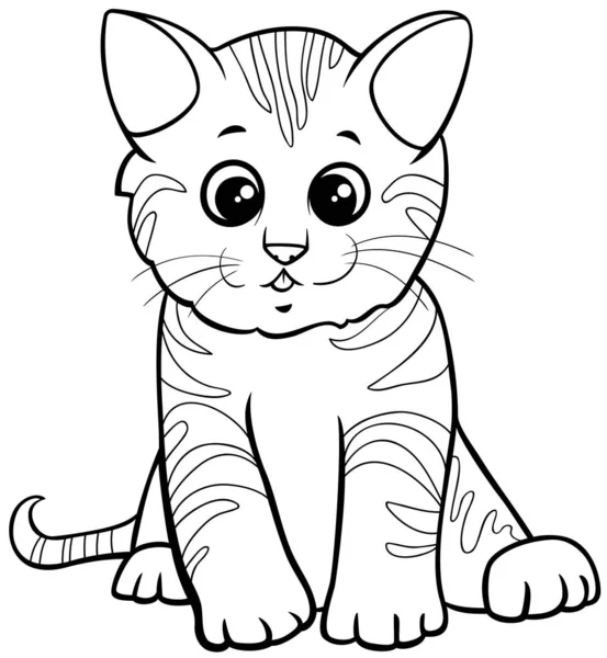 Cute kitten cartoon character coloring book page — Stock Vector