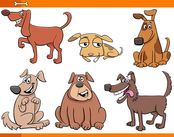 犬と子犬の漫画のキャラクターセット — ストックベクタ