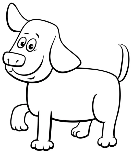 Cartoon puppy character coloring book page — Stock Vector