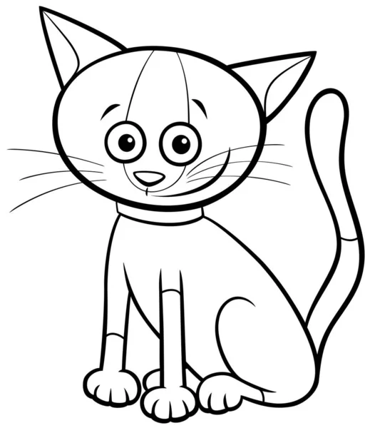 Cat or kitten cartoon character coloring book page — 스톡 벡터