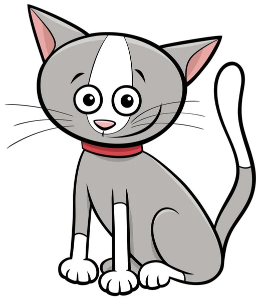 Funny cat or kitten cartoon animal character — ストックベクタ