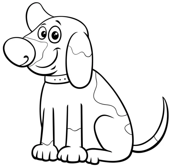 Çizgi film benekli köpek karakteri boyama kitabı sayfası — Stok Vektör