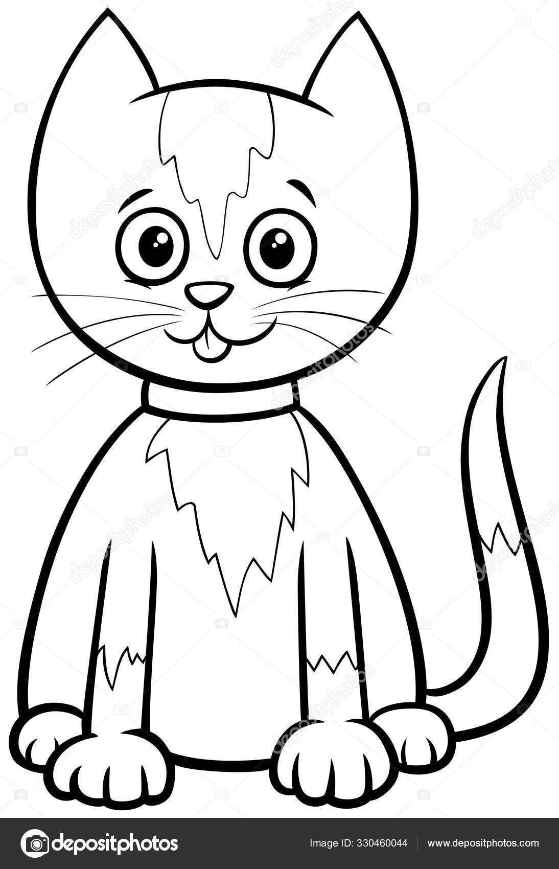 Desenho do gato branco dos desenhos animados — Ilustração de Stock